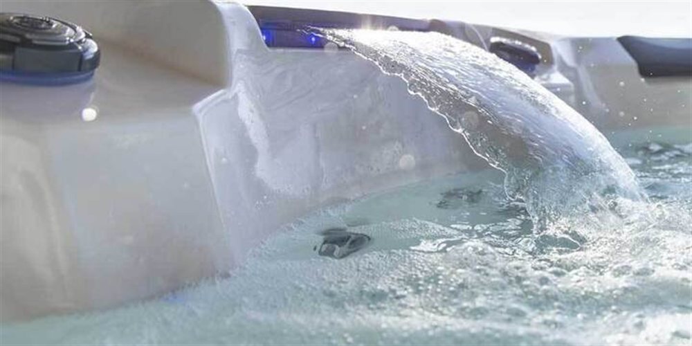 Waterfall feature on a Legacy Series hot tub.